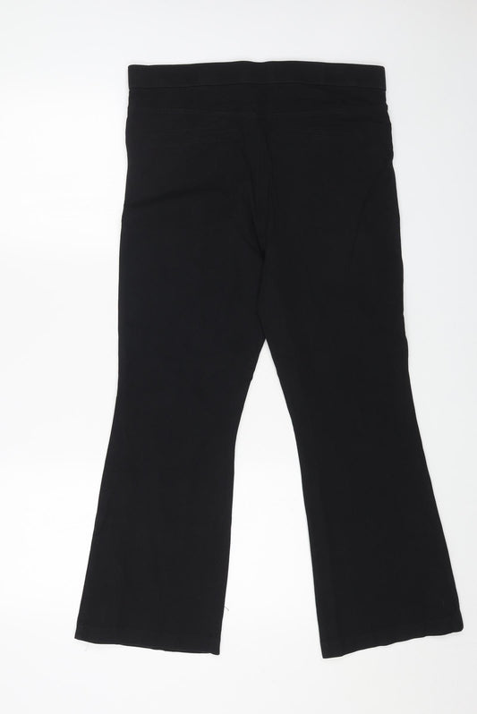 Zara Womens Black Cotton Bootcut Jeans Size XL L25 in Regular Zip