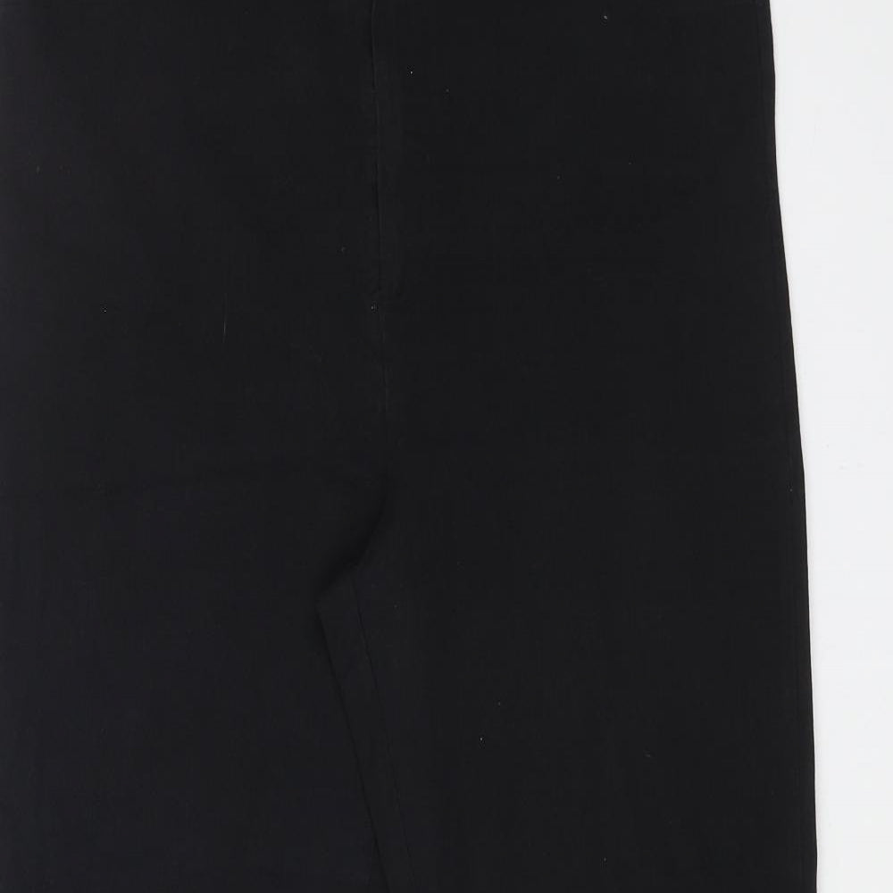 Zara Womens Black Cotton Bootcut Jeans Size XL L25 in Regular Zip