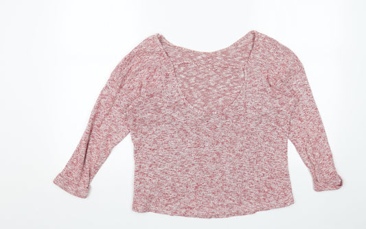 ASOS Womens Red Scoop Neck Cotton Pullover Jumper Size 8