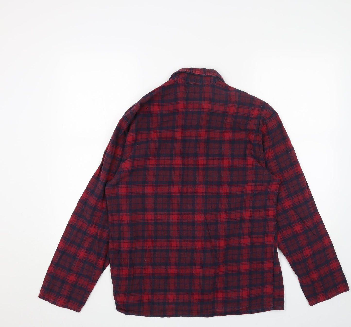 Marks and Spencer Womens Red Geometric Cotton Basic Button-Up Size S V-Neck