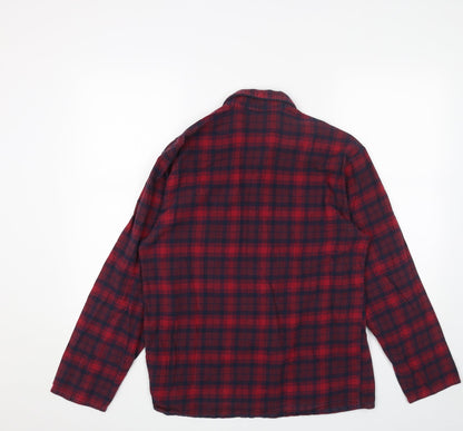 Marks and Spencer Womens Red Geometric Cotton Basic Button-Up Size S V-Neck
