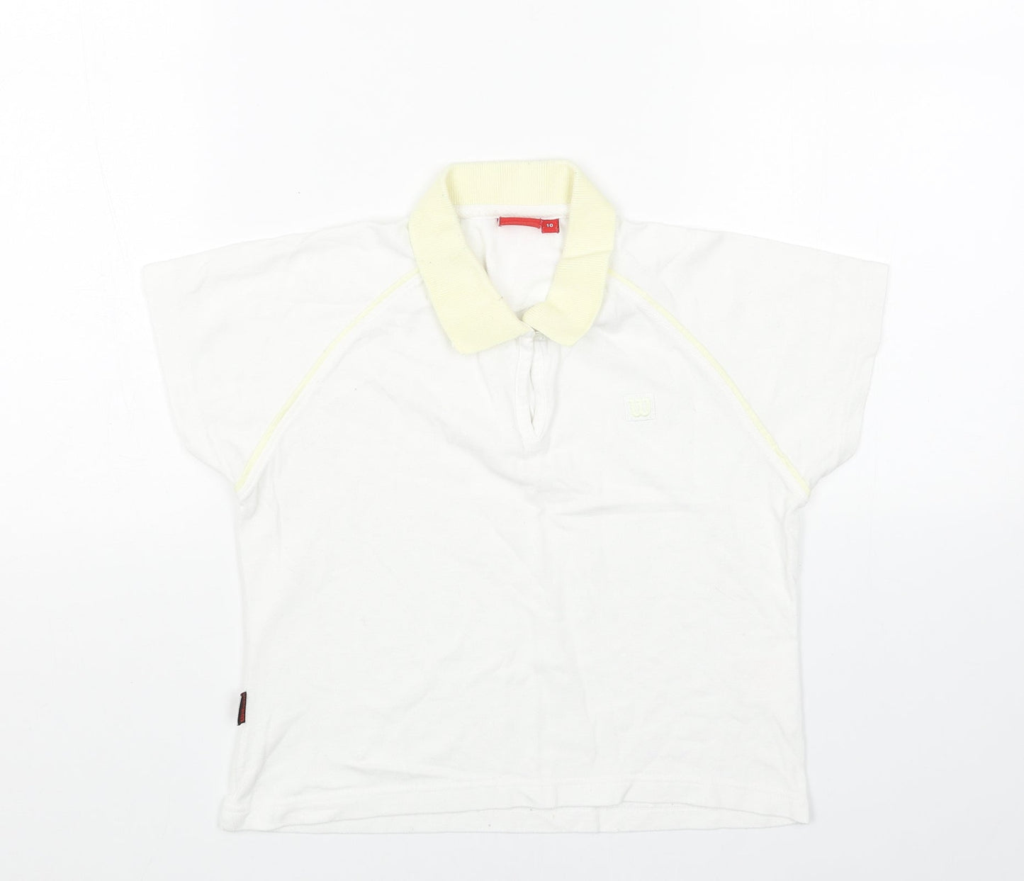 W Girls White Cotton Basic Polo Size 10 Years Collared Button