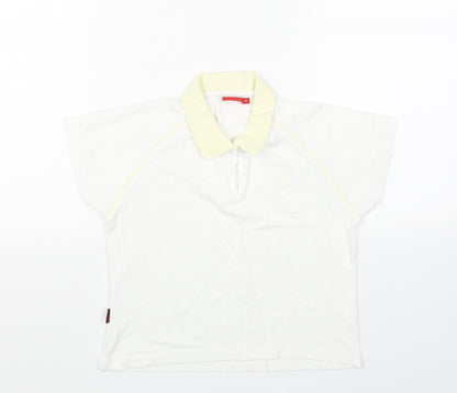 W Girls White Cotton Basic Polo Size 10 Years Collared Button