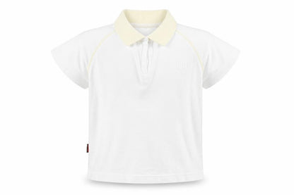 W Girls White Cotton Basic Polo Size 10 Years Collared Button