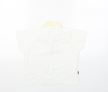 W Girls White Cotton Basic Polo Size 10 Years Collared Button
