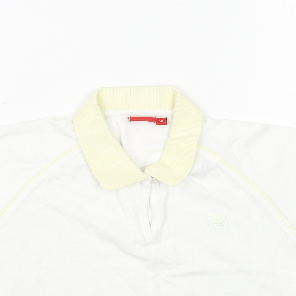 W Girls White Cotton Basic Polo Size 10 Years Collared Button