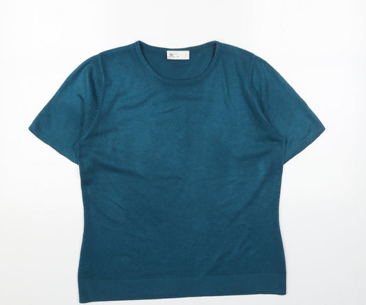 BHS Womens Blue Scoop Neck Acrylic Pullover Jumper Size 12