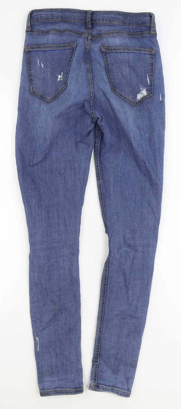 Topshop Womens Blue Cotton Skinny Jeans Size 30 in Regular Zip