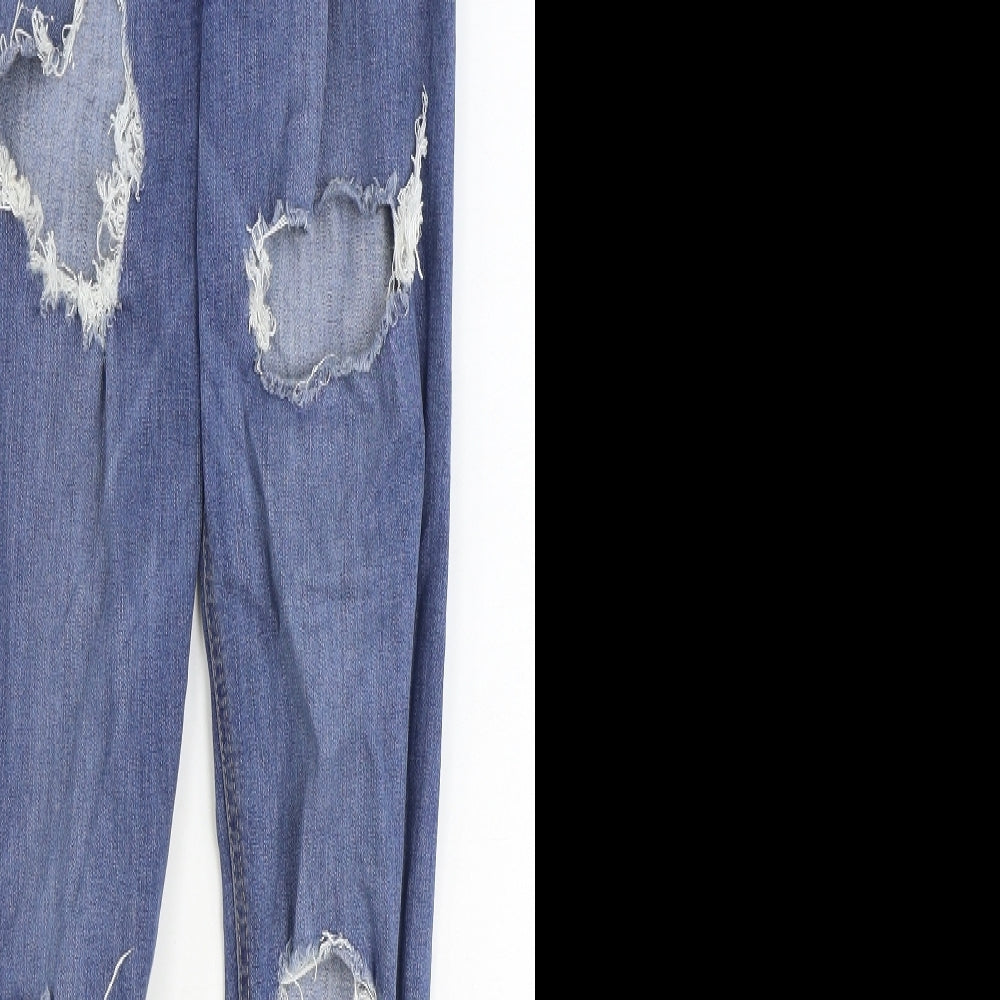 Topshop Womens Blue Cotton Skinny Jeans Size 30 in Regular Zip