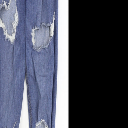 Topshop Womens Blue Cotton Skinny Jeans Size 30 in Regular Zip