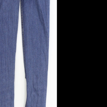 Topshop Womens Blue Cotton Skinny Jeans Size 30 in Regular Zip