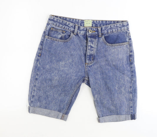 Denim & Co. Mens Black Cotton Biker Shorts Size 30 in Regular Zip