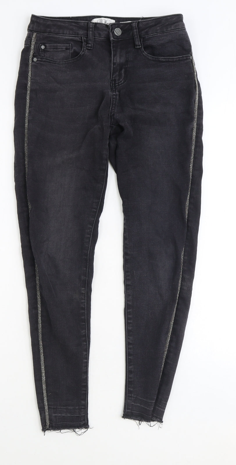 Nine Womens Black Cotton Skinny Jeans Size 6 Regular Zip