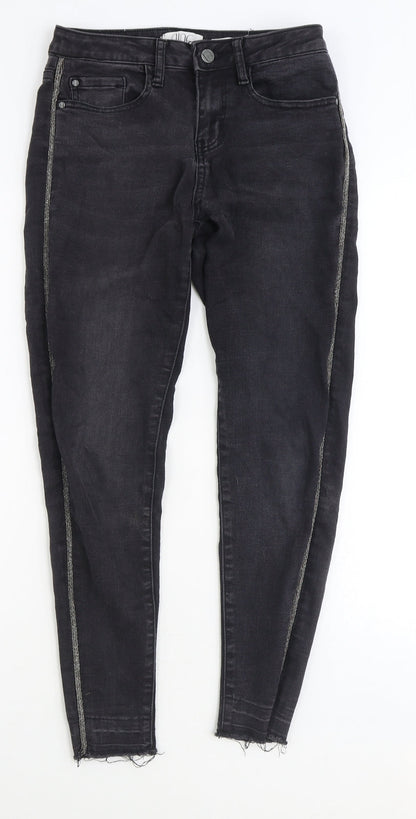 Nine Womens Black Cotton Skinny Jeans Size 6 Regular Zip