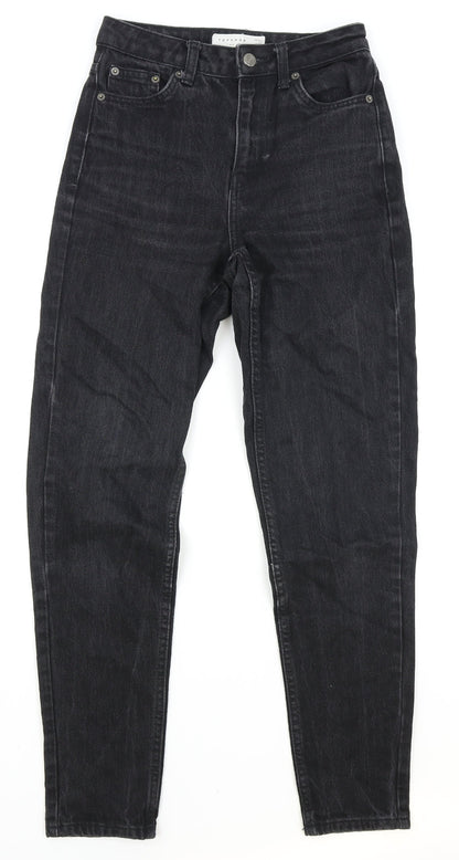 Topshop Womens Black Cotton Skinny Jeans Size 25 in Regular Zip