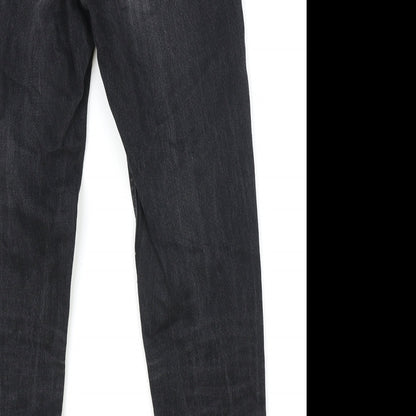 Topshop Womens Black Cotton Skinny Jeans Size 25 in Regular Zip