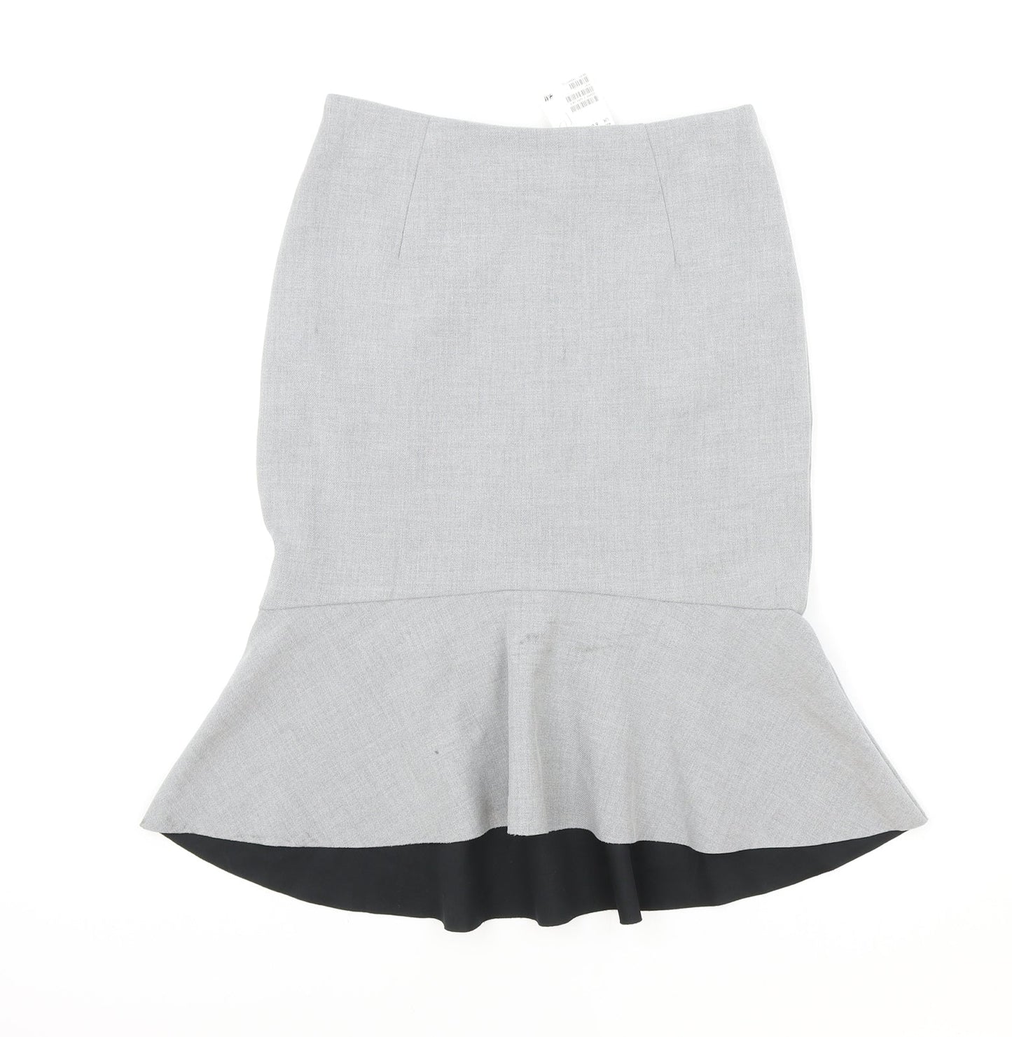 H&M Womens Grey Cotton Trumpet Skirt Size 10 Zip