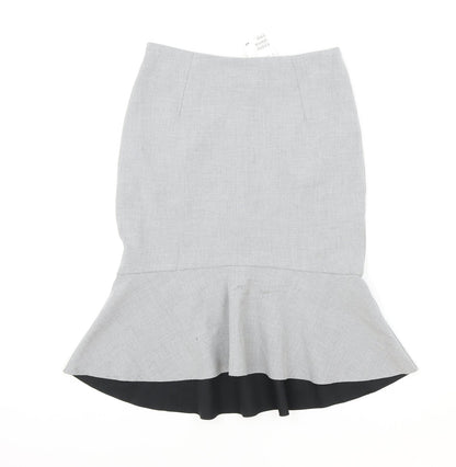 H&M Womens Grey Cotton Trumpet Skirt Size 10 Zip