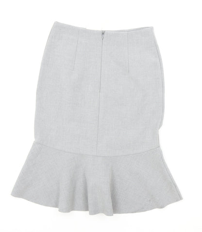 H&M Womens Grey Cotton Trumpet Skirt Size 10 Zip