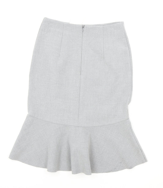 H&M Womens Grey Cotton Trumpet Skirt Size 10 Zip