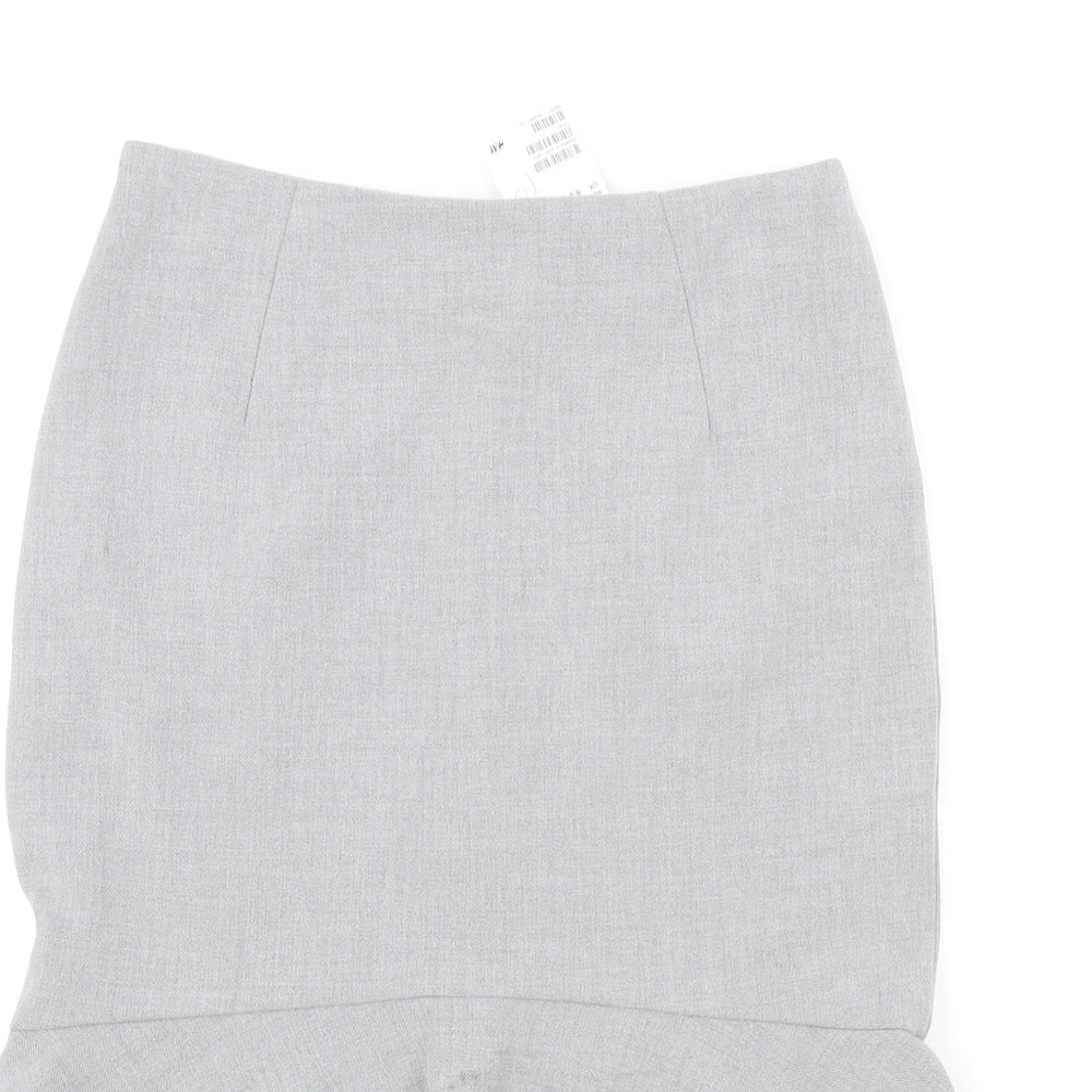 H&M Womens Grey Cotton Trumpet Skirt Size 10 Zip