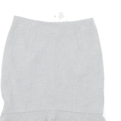 H&M Womens Grey Cotton Trumpet Skirt Size 10 Zip