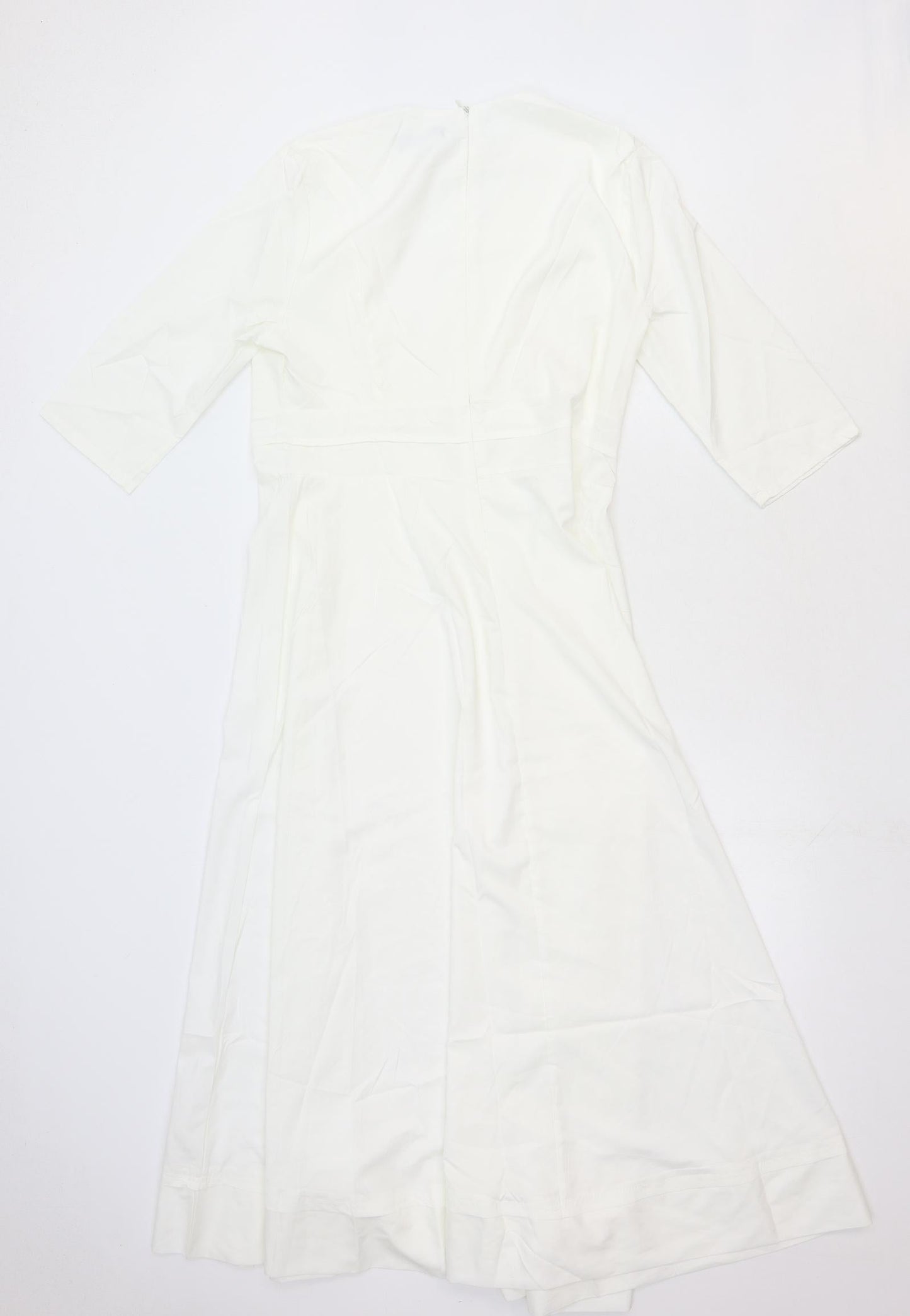 Fashion Mia Womens White Polyester Maxi Size 2XL V-Neck Zip