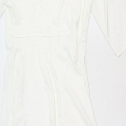 Fashion Mia Womens White Polyester Maxi Size 2XL V-Neck Zip