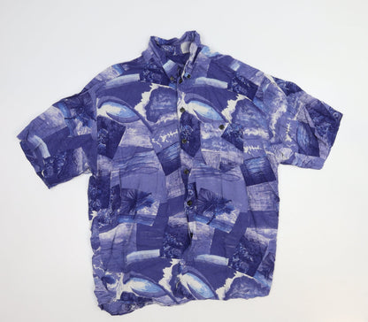 Mens UK Size S Preworn Blue  Button-Up Short Sleeve Casual Shirt