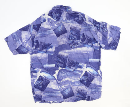 Mens UK Size S Preworn Blue  Button-Up Short Sleeve Casual Shirt