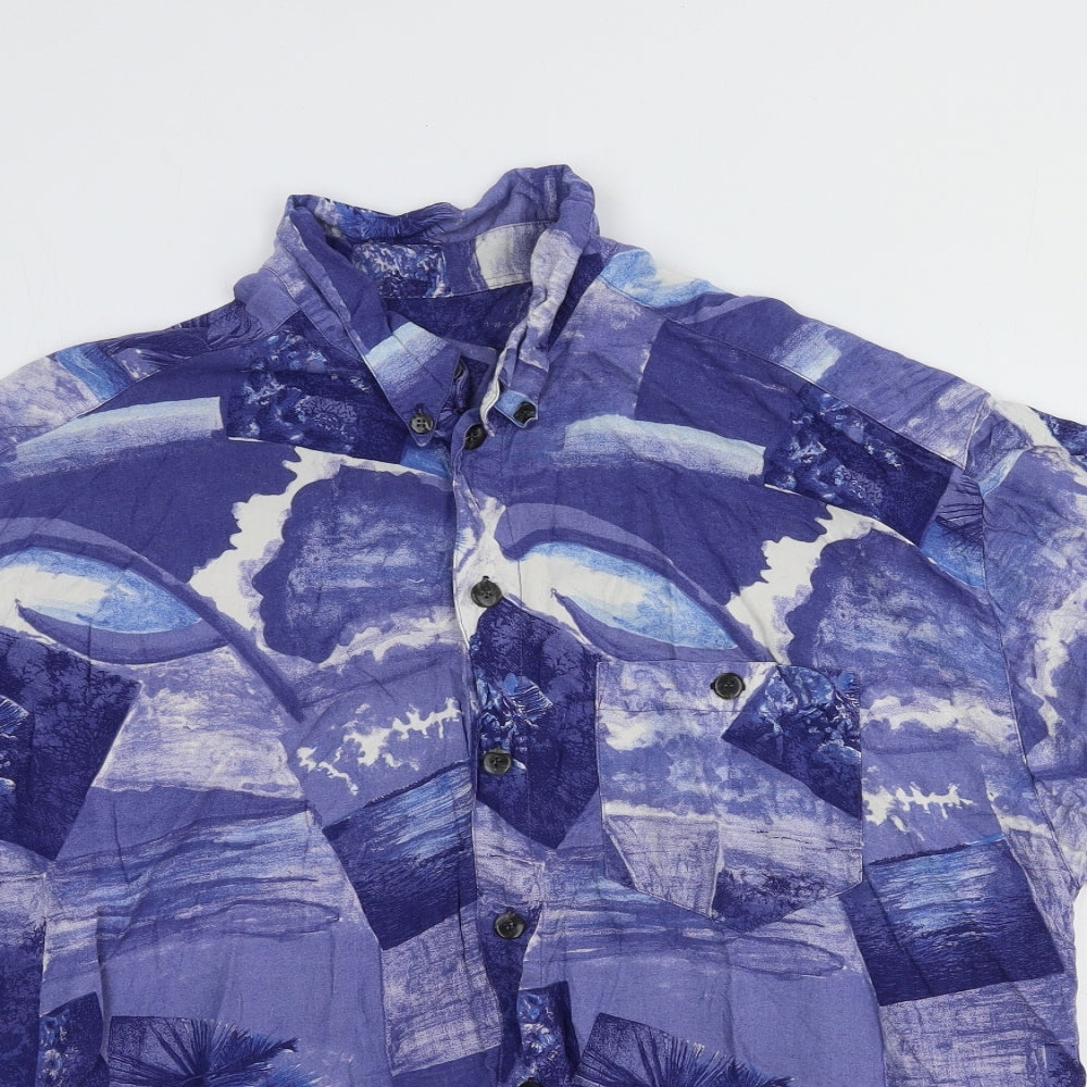 Mens UK Size S Preworn Blue  Button-Up Short Sleeve Casual Shirt
