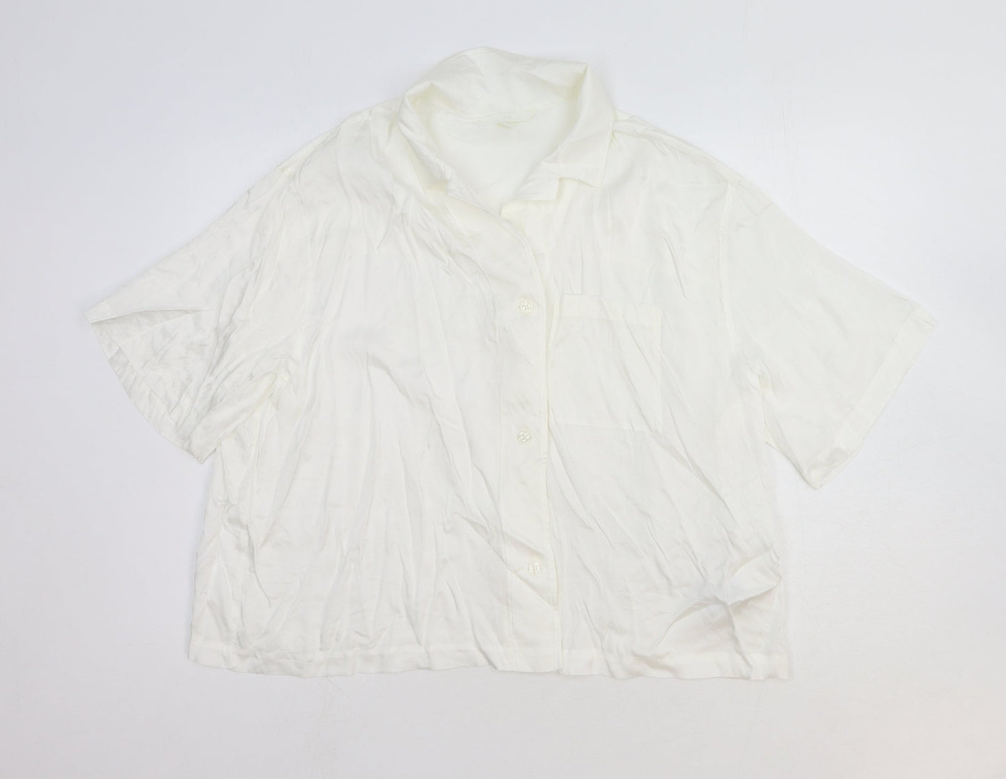 Womens UK Size L H&M White Basic Button-Up