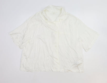 Womens UK Size L H&M White Basic Button-Up