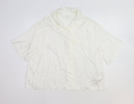 Womens UK Size L H&M White Basic Button-Up
