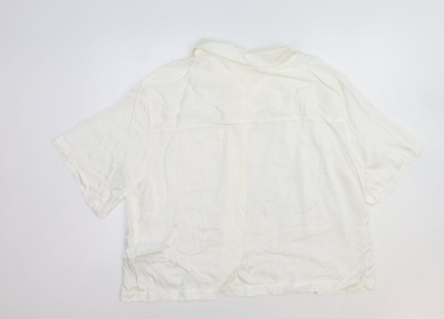 Womens UK Size L H&M White Basic Button-Up