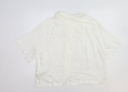 Womens UK Size L H&M White Basic Button-Up