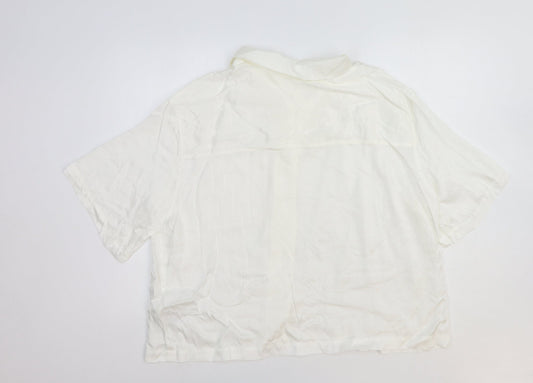Womens UK Size L H&M White Basic Button-Up