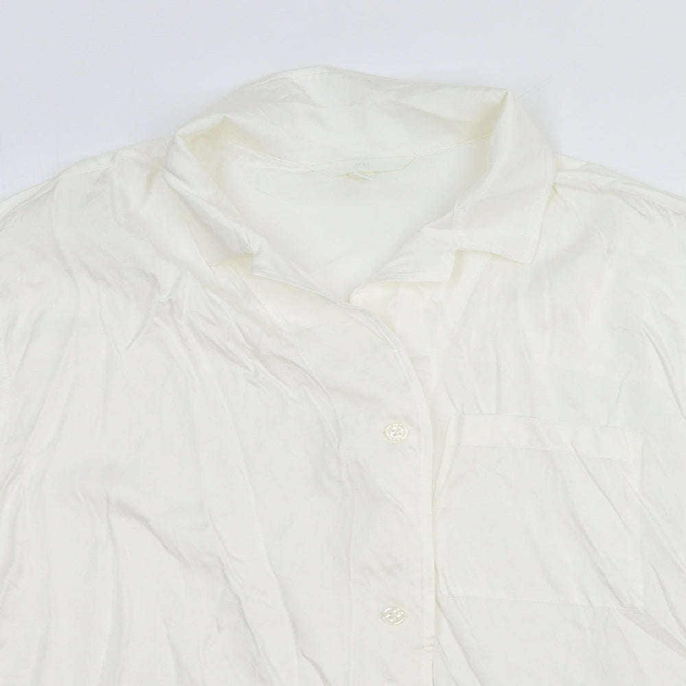 Womens UK Size L H&M White Basic Button-Up