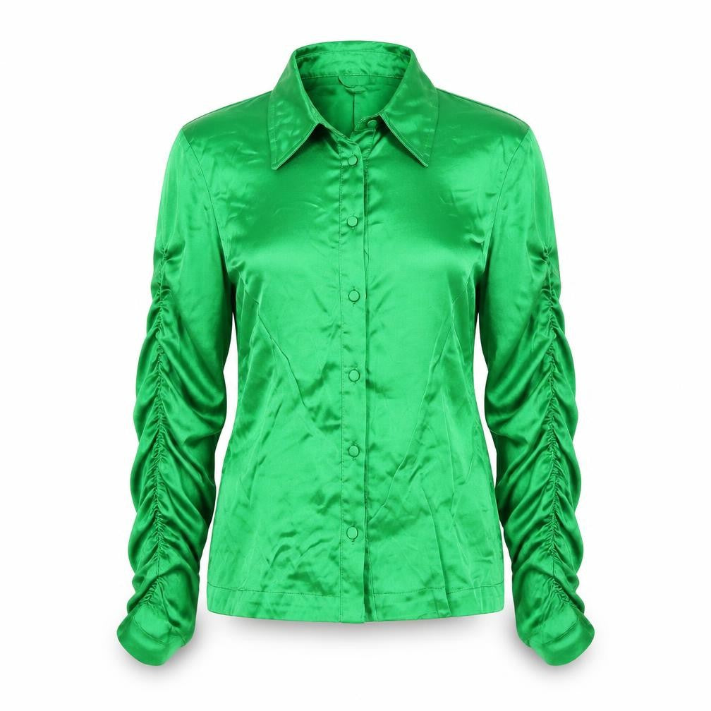 Womens UK Size XS Zara Green Basic Button-Up