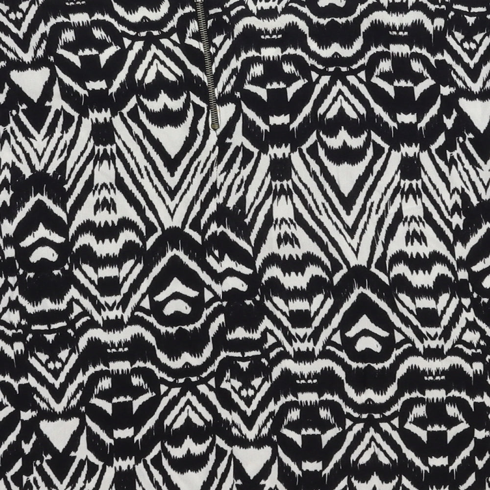 George Womens Black Geometric Viscose Basic Blouse Size 12 Scoop Neck