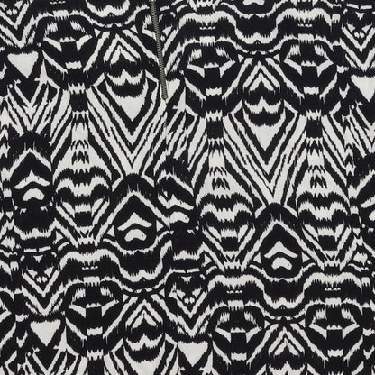 George Womens Black Geometric Viscose Basic Blouse Size 12 Scoop Neck