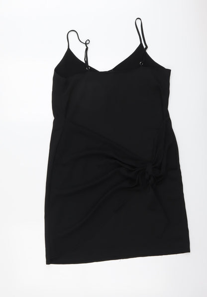 River Island Womens Black Polyester Mini Size 10 V-Neck Pullover - Twist Detail