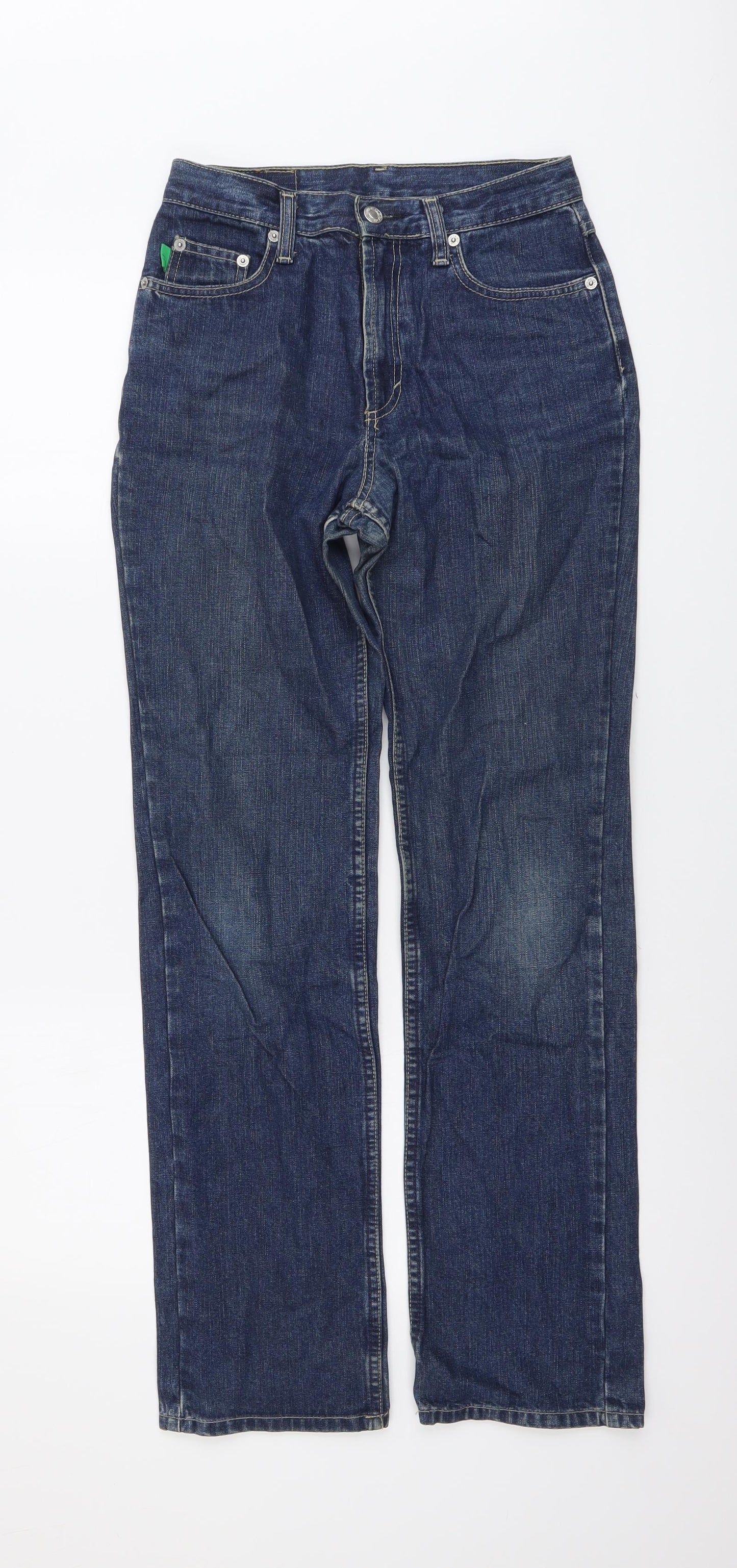 United Colors of Benetton Womens Blue Cotton Straight Jeans Size 26 in L31 in Regular Button