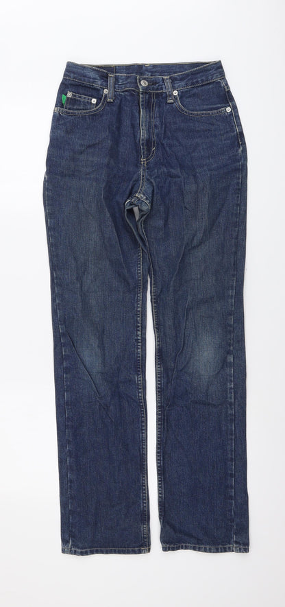 United Colors of Benetton Womens Blue Cotton Straight Jeans Size 26 in L31 in Regular Button