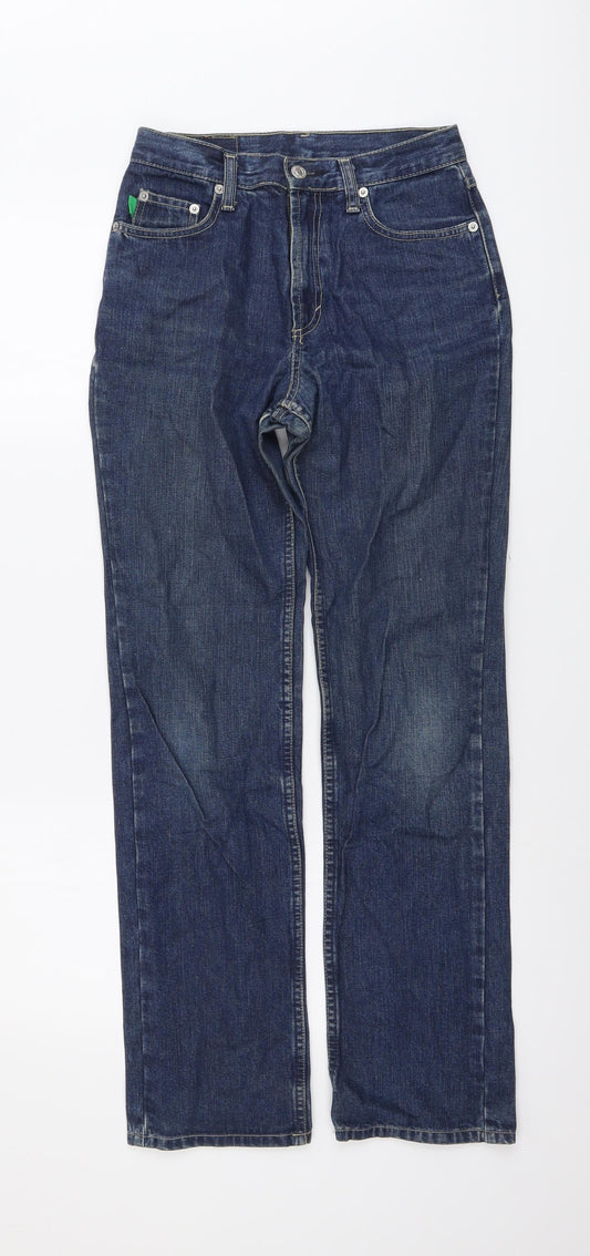 United Colors of Benetton Womens Blue Cotton Straight Jeans Size 26 in L31 in Regular Button