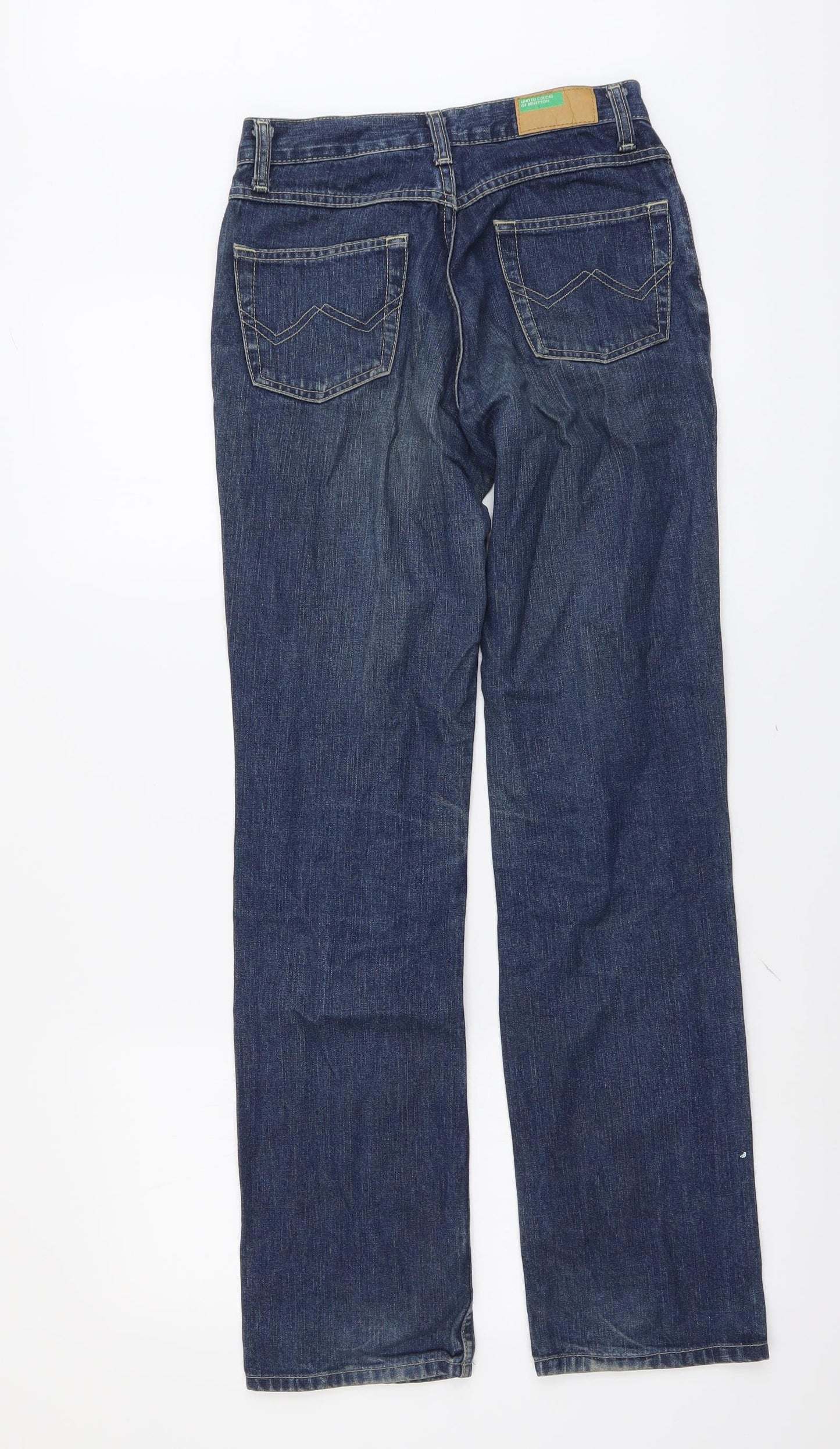 United Colors of Benetton Womens Blue Cotton Straight Jeans Size 26 in L31 in Regular Button