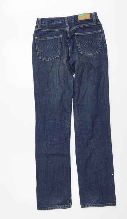 United Colors of Benetton Womens Blue Cotton Straight Jeans Size 26 in L31 in Regular Button