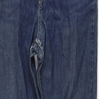 United Colors of Benetton Womens Blue Cotton Straight Jeans Size 26 in L31 in Regular Button