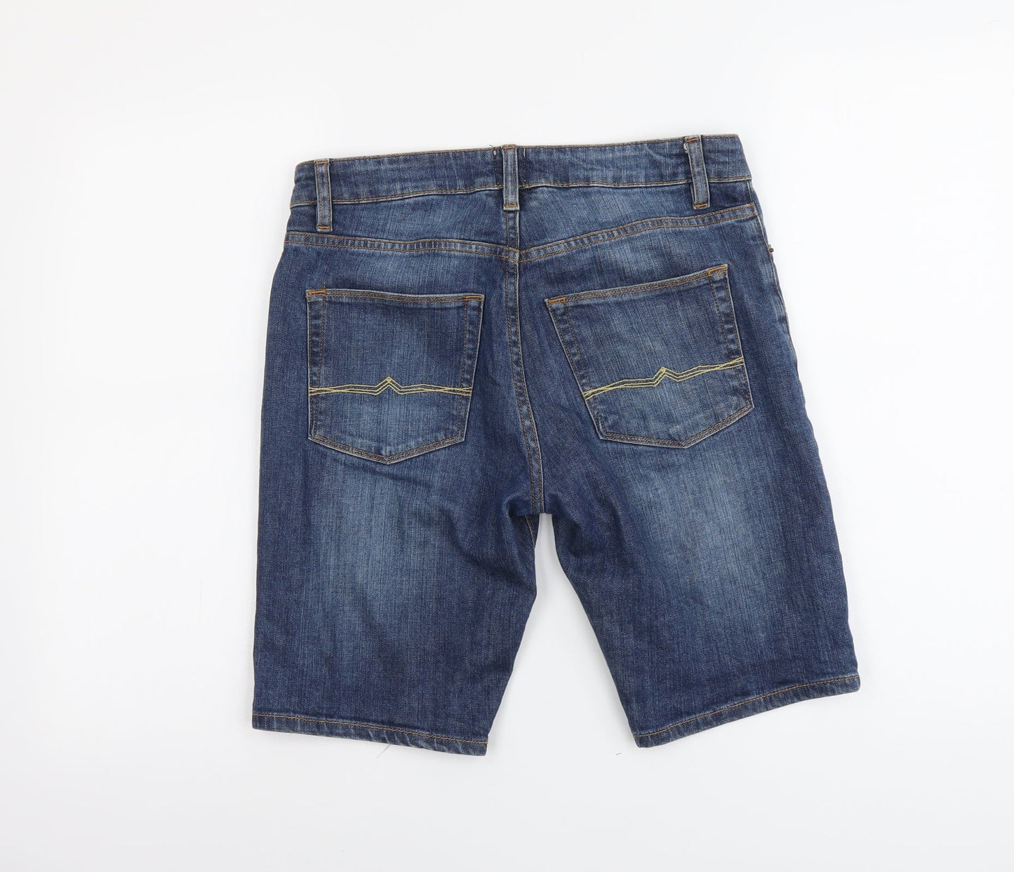 ASOS Mens Blue Cotton Biker Shorts Size 30 in L10 in Regular Button