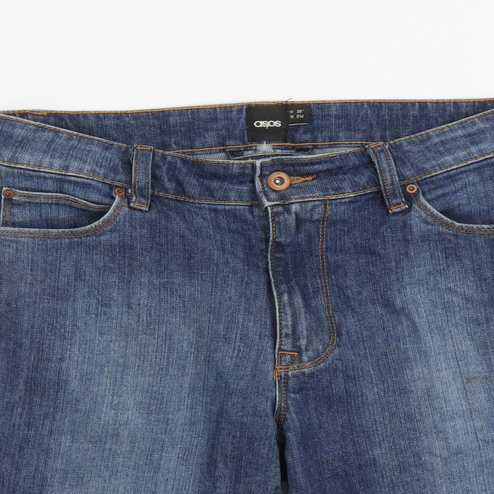 ASOS Mens Blue Cotton Biker Shorts Size 30 in L10 in Regular Button